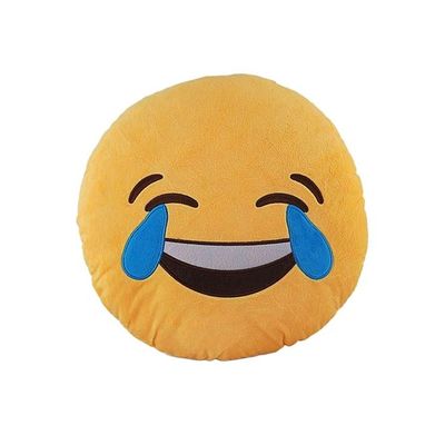 Smiley Emoticon Cushion Cotton Yellow/Brown/Blue