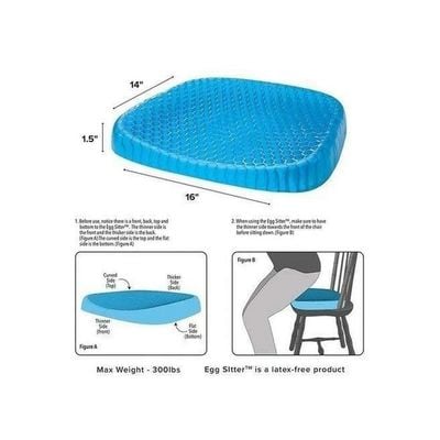 Seat Support Gel Cushion Blue 14x16x1.5inch