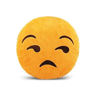 Sad Emoticon Cushion Polyester Yellow/Brown Standard