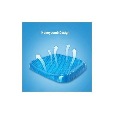 Honeycomb Designed Chair Pad Blue 39x4.5x30centimeter