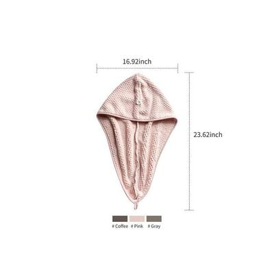 Hair Towel Wrap With Button Pink 21x2x20centimeter