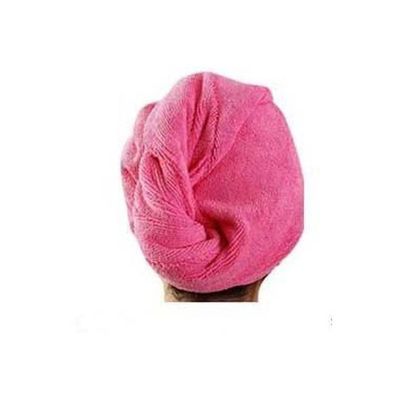 Egyptian Cotton Head Wrap Towel With Button Fuchsia 60x22x3cm