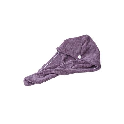 Hair Towel Wrap With Button Purple 16x3x12centimeter