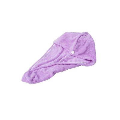 Hair Towel Wrap With Button Purple 16x3x12centimeter