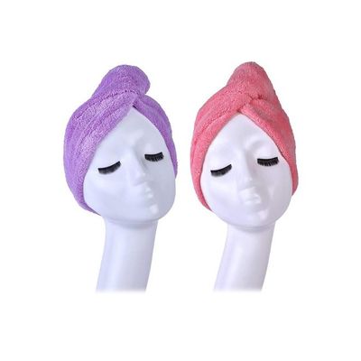 2-Piece Hair Towel Wrap Purple/Pink 68x26centimetre