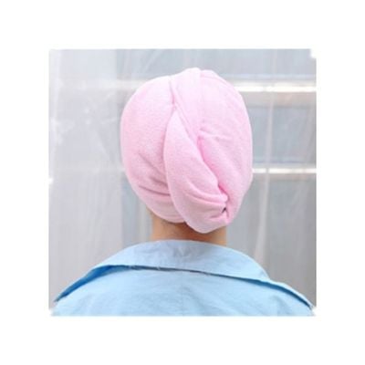 2-Piece Head Towel Cap Set Pink 59x26centimeter