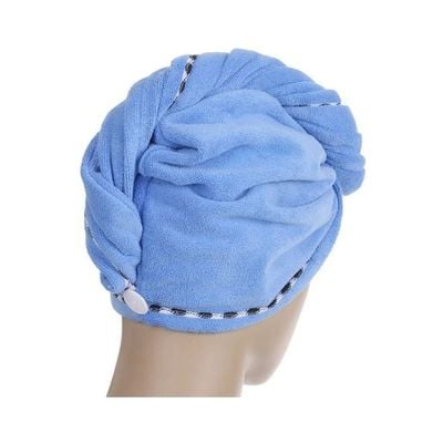 2-Piece Hair Drying Towel Blue/Pink 70x25centimeter