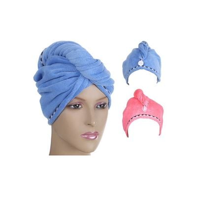 Pack of 2 Hair Towel Set Blue/Pink