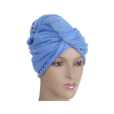 2-Piece Hair Drying Towel Set Blue 25centimeter