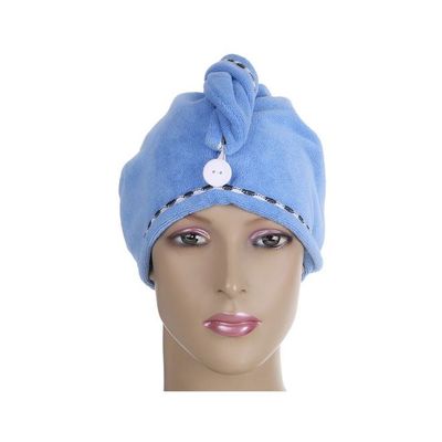 2-Piece Hair Drying Towel Set Blue 25centimeter