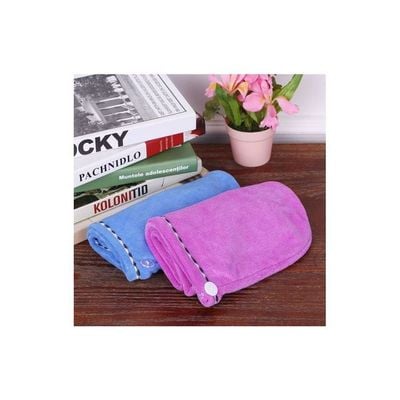 2-Piece Hair Drying Towel Set Blue 25centimeter