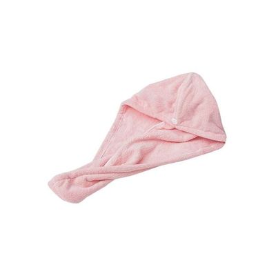 Buttoned Hair Towel Wrap Pink 16x3x12cm