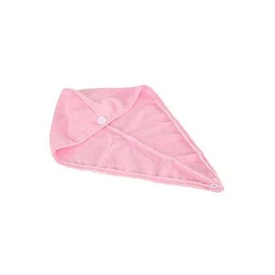 Egyptian Cotton Head Wrap Towel With Button Pink 60—22—3cm