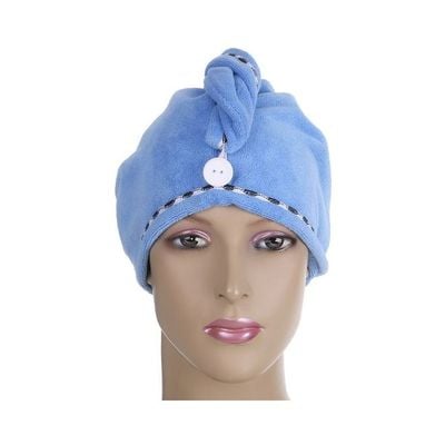 2-Piece Microfiber Hair Drying Towel Set Blue 25centimeter