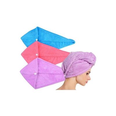 Pack Of 3 Microfiber Hair Towel Wrap Multicolour 65x24cm