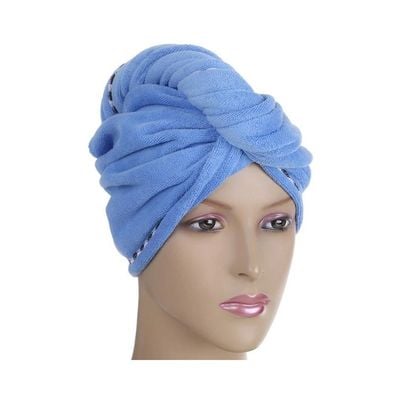 2-Piece Hair Drying Towel Blue/Pink 70x25centimeter