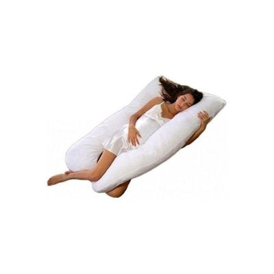 U Shape Full Body Pillow Cotton White 120x80centimeter