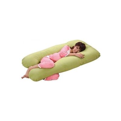 U Shaped Full Body Pillow Cotton Green 120x80centimeter