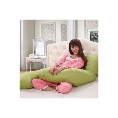 U Shaped Full Body Pillow Cotton Green 120x80centimeter