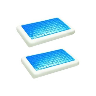 2-Piece Memory Foam White/Blue 40X70centimeter