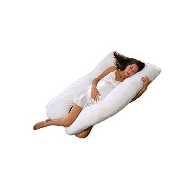 U-Shaped Maternity Pillow Cotton White 80x120centimeter