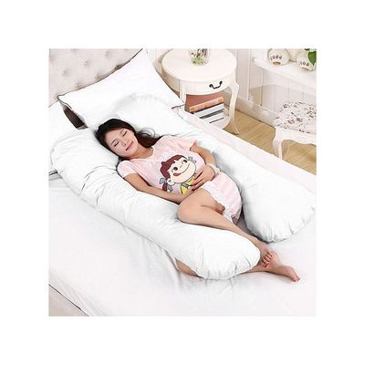 U-Shaped Maternity Pillow Cotton White 125x75centimeter