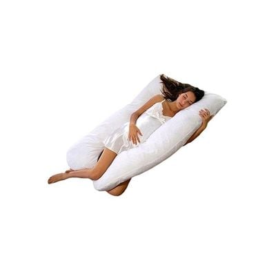 U-Shaped Maternity Pillow Cotton White 140x80centimeter