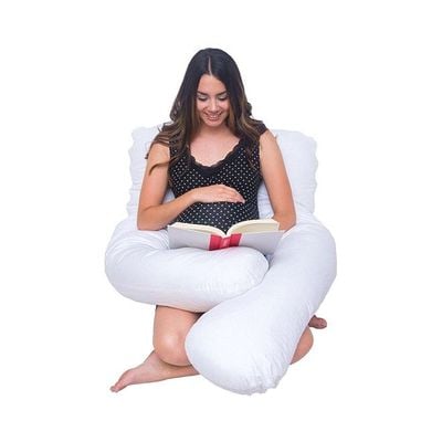 U-Shaped Maternity Pillow Cotton White 100x120centimeter