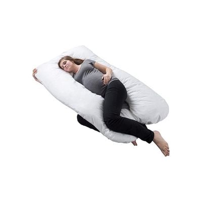 U Shaped Comfortable Maternity Pillow Made With Microfiber - White Microfiber White 70x25x120cm