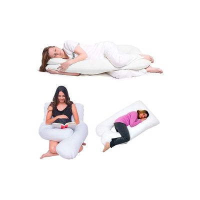 U Shaped Comfortable Maternity Pillow Made With Microfiber - White Microfiber White 70x25x120cm