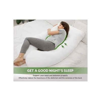 Premium U Shape Comfortable Pregnancy Pillow Polyester White 45x45centimeter