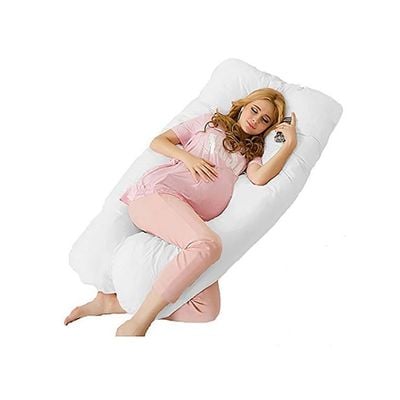 Premium U Shape Comfortable Pregnancy Pillow Polyester White 45x45centimeter