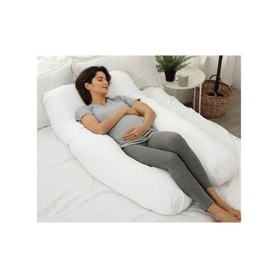 Premium U Shape Comfortable Pregnancy Pillow Polyester White 45x45centimeter