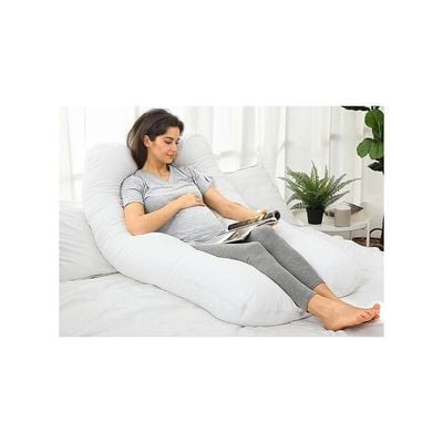 Premium U Shape Comfortable Pregnancy Pillow Polyester White 45x45centimeter