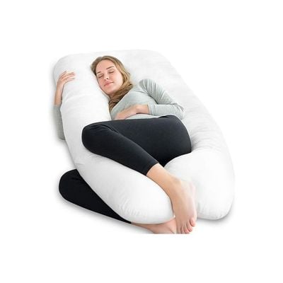 Unique Design Multifunctional Usage Cotton Comfortable Maternity Pillow - White Cotton White 120x80centimeter