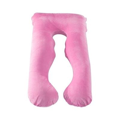 U-Shaped Pregnancy Pillow Cotton Pink 145x80x25centimeter