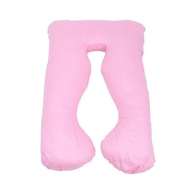 U-Shaped Maternity Pillow Cotton Pink 120x80centimeter