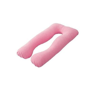 U-Shaped Maternity Pillow Cotton Pink 140x80centimeter