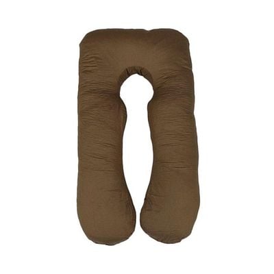 U-Shaped Maternity Pillow Cotton Brown 120x80centimeter