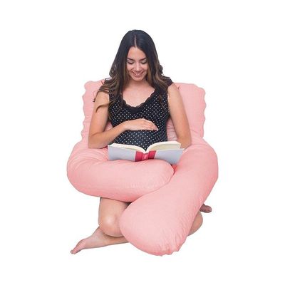 U-Shaped Maternity Pillow Cotton Pink 80x130centimeter