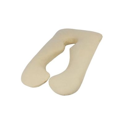 U-Shaped Maternity Pillow Cotton Beige 120x80centimeter