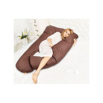 U-Shaped Maternity Pillow Cotton Brown 120x80centimeter