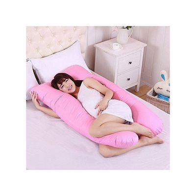 U-Shaped Maternity Pillow Cotton Pink 80x130centimeter