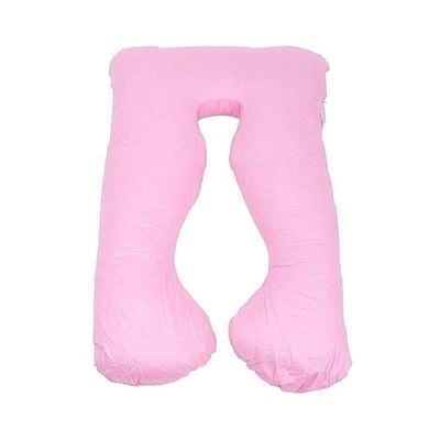 U-Shaped Maternity Pillow Cotton Pink 120x80centimeter