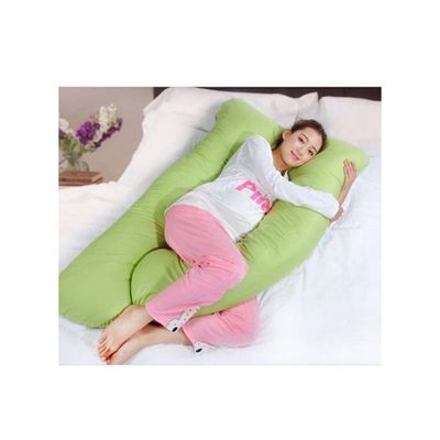 U-Shaped Maternity Pillow Cotton Green 120x80centimeter