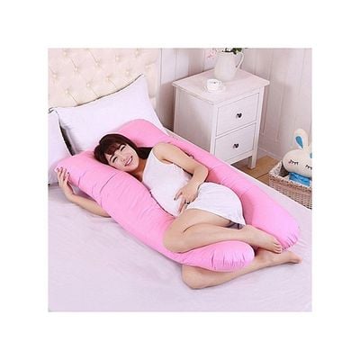 U-Shaped Maternity Pillow Cotton Pink 80x120centimeter