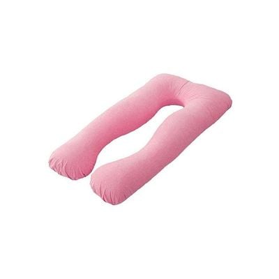 U-Shaped Maternity Pillow Cotton Pink 120x80centimeter