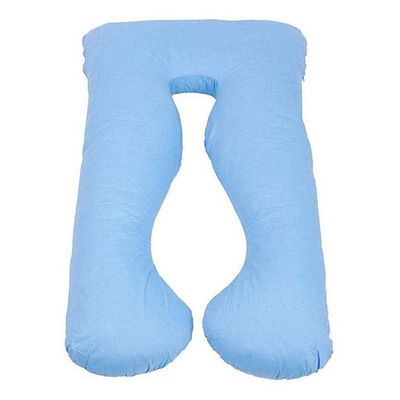 U-Shaped Comfortable Maternity Pillow Cotton Blue 75 x 125cm