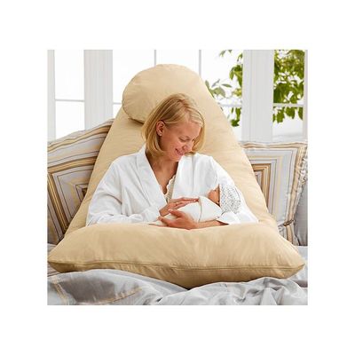 U-Shaped Maternity Pillow Cotton Beige 80x120centimeter