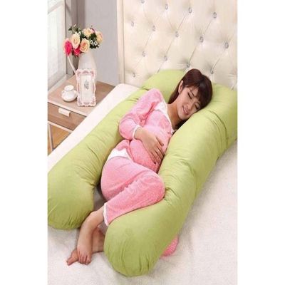 U-Shaped Standard Maternity Pillow Cotton Lime Green 80x120centimeter